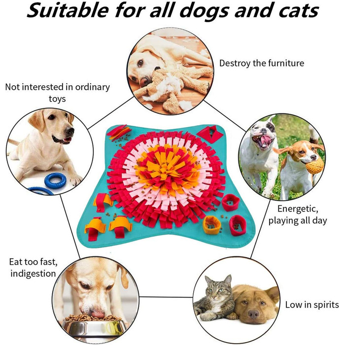 Килимок для собак Emwel для носових ігор, миючий, пазл-іграшка, великий, середній, цуценята, червоний