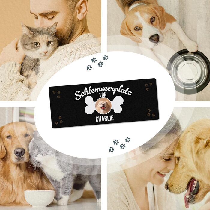 Персоналізований килимок для годування собак з ім'ям та фото - Royal, 80 x 30 см, нековзний