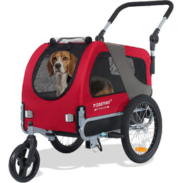 DOGGYHUT® Преміум візок для собак 2-в-1: буксир та візок для собак до 23 кг (червоний)