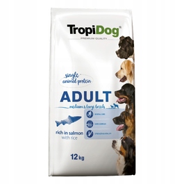Сухий корм для собак TropiDog Premium Adult Лосось із рисом, 12 кг