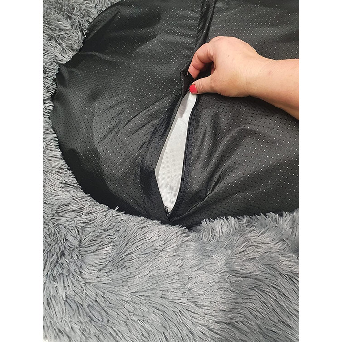 М'яке ліжко для собак знімний чохол 80 см - Ручна робота, пухнасте ліжко для собак, подушка для собак, ліжко для котів, машинне прання, кругле ліжко для котів сірого кольору 80 см сірого кольору