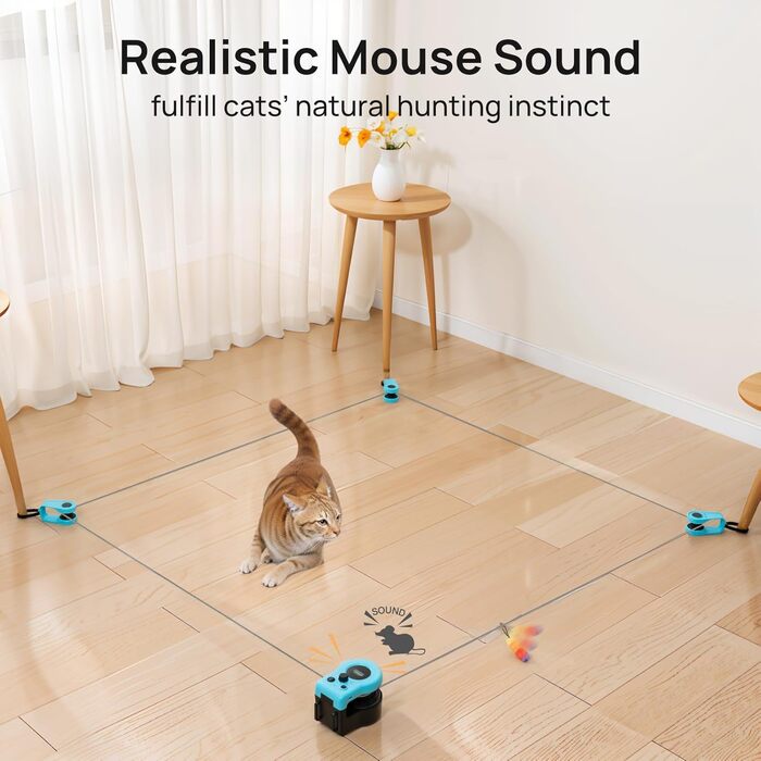 Іграшка для котів AOKUY: автоматичне бігове колесо, дистанційне керування, симуляція полювання, регульована швидкість