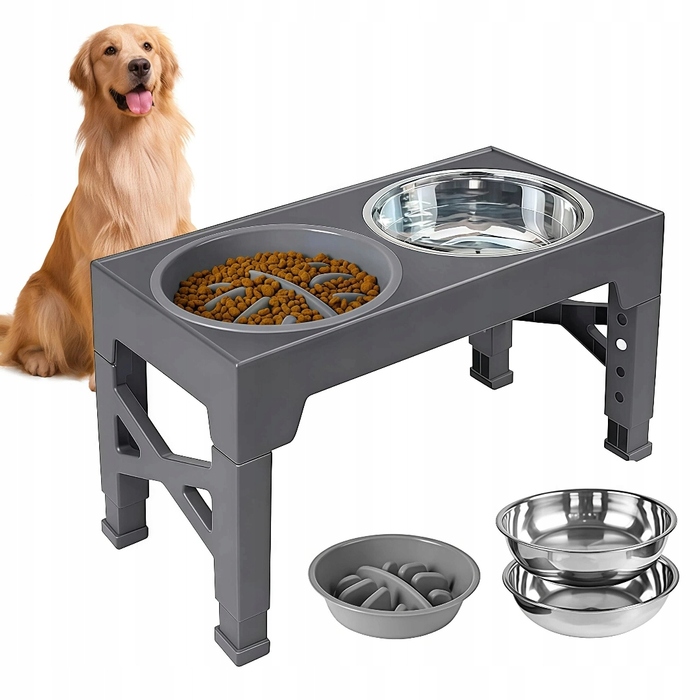 Підставка з двома мисками для собак: металевий антиковзкий набір 2в1