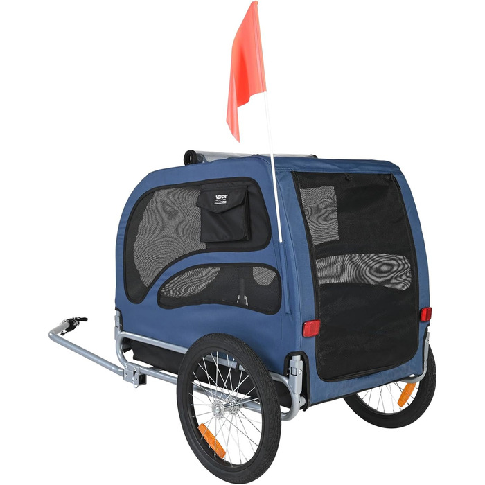 VEVOR Причіп для собак, вантажопідйомність до 45,4 кг, легкий, складна конструкція, універсальний кріплення, відбивачі, прапор