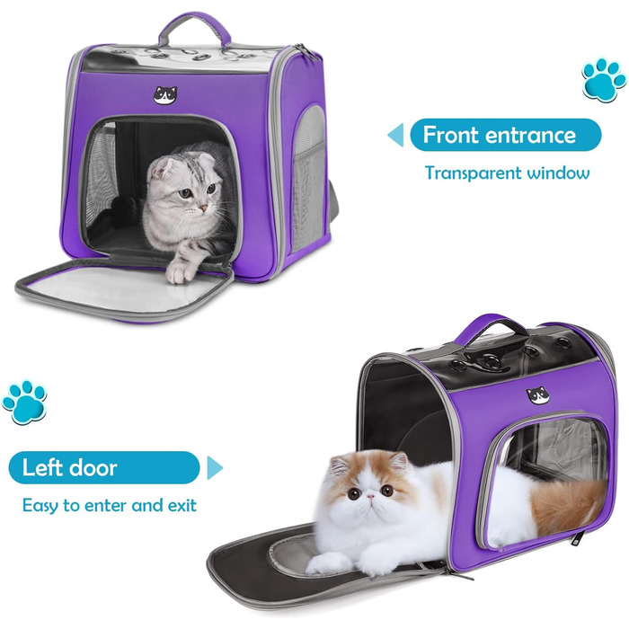 ALLSOPETS рюкзак для котів і собак, складаний, з переднім отвором та дихаючою сіткою, для подорожей, прогулянок і походів, ліловий