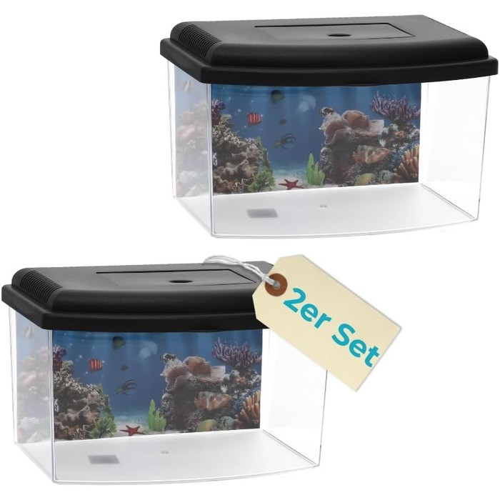 Акваріум-терраріум для триопс, креветок та інших мешканців: акрил, з кришкою та фольгою для задника