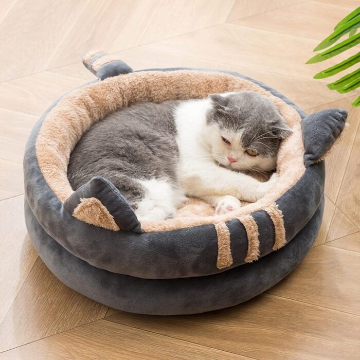 PETCUTE Лежак-будиночок для котів і собак, зимовий, м'який, із знімною подушкою, нековзка основа, праний, для котів, кошенят, цуценят