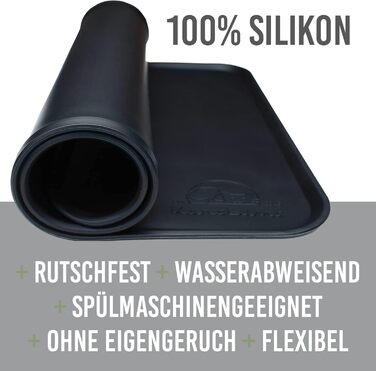 Силіконовий килимок під миску для собак та котів, 60x40 см, чорний, нековзний
