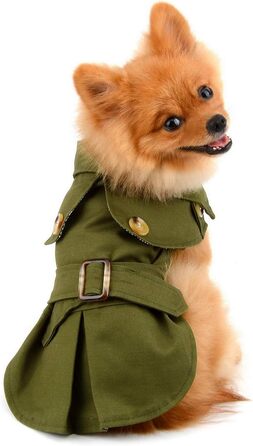 PAIDEFUL Західна куртка для маленьких собак, вітронепроникна, з поясом, для осені та зими, розмір S, хакі
