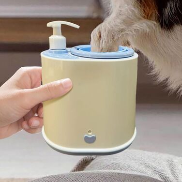 Pawclean Pro: Автоматичний очищувач лап для собак та котів – 360° силіконова щітка, USB-зарядка, ретельне очищення, білий/блакитний (білий) (Бежевий-1)