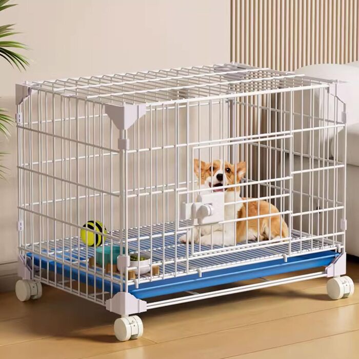 Клітка для собак, переноска для собак, металева клітка-переноска для дому, 52x36x49 см, з дашком та висувною полицею, на колесах