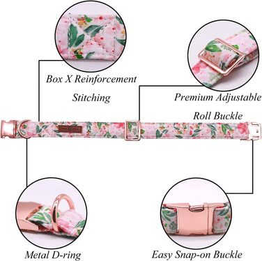Нашийник для собак Lionet Paws з метеликом, регульований, знімний, для цуценят, маленьких, середніх та великих собак та котів, подарунок, 40-60 см, рожевий, квітка