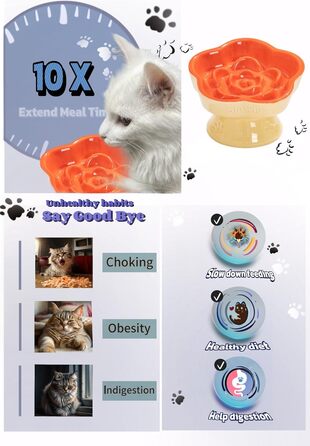 Миска для повільного годування домашніх тварин, керамічна, нахилена, для котів та маленьких собак, запобігає блювоті та удушенню (Рожева), (Оранжева/Захід сонця у вигляді зигзага)