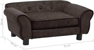 Диван для собак Tidyard: м'який лежак для домашніх тварин, коричневий, 72x45x30 см