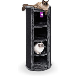 Когтеточка-бочка Petrebels Superdome XXL 120 см, преміум, для великих котів, чорна, діаметр 50 см, підвищена стійкість, дизайнерська