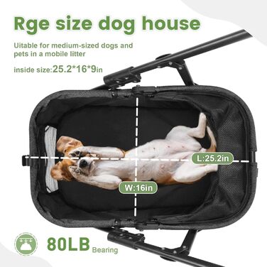 Дитяча коляска для подорожей з тваринами, чорна: міцна, з регульованою ручкою та двома сидіннями