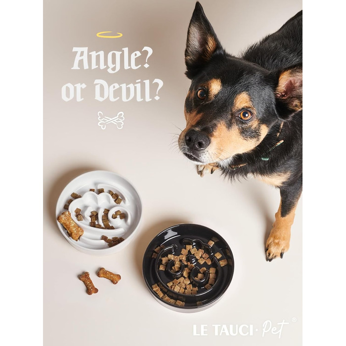 Миска для собак LE TAUCI для повільного годування, кераміка, 675 мл, для маленьких та середніх порід, протиковзаюча, білий колір