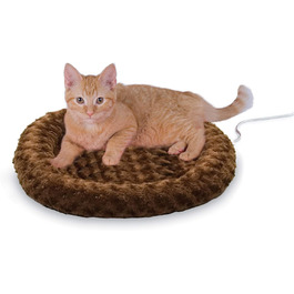 Електричний килимок для котів K&H Thermo-Kitty Fashion Splash, мокко, круглий, 45,7 см