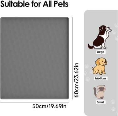 Килимок для годування собак, вологостійкий килимок під миску для тварин, великий силіконовий килимок з бортиком, 50 x 60 см, захист від бруду, килимок для цуценят