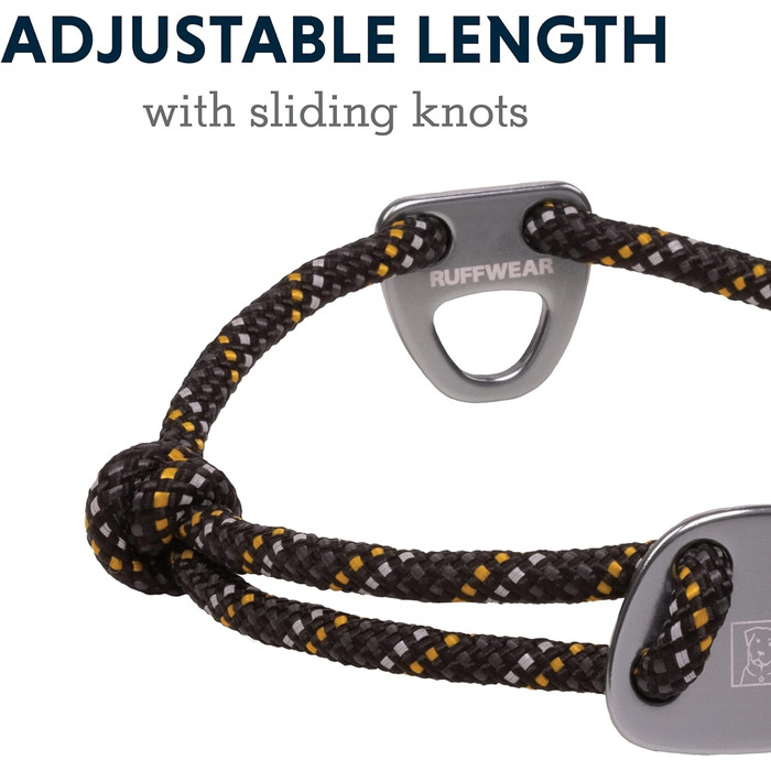 RUFFWEAR Knot-a-Collar: відбиваючий та регульований нашийник для собак з мотузки, 20'-26', Obsidian Black