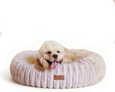 Ортопедичне ліжко для собак та котів FUKUMARU, 76x76x18 см, знімний чохол, сучасний дизайн, рожевий колір