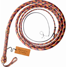 БантОро Крафтс: Батогом з Кенгурячої Шкіри (Колір: Коричневий, Чорний, Червоний), Важкий Батіг для Биків, 16 Плетівок, Шкіряний Живіт та Подушка, Гучний, Клацаючий Батіг, Стиль Індіана Джонс, 12 Футів (3,6 м)