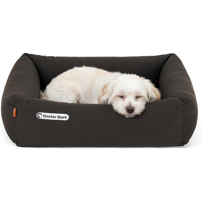 Ортопедичне ліжко для собак Doctor Bark - миється до 95°C, гігієнічне, без запаху, з м'якою підстилкою для собак середніх порід (S - 70x60 см, Коричневе)
