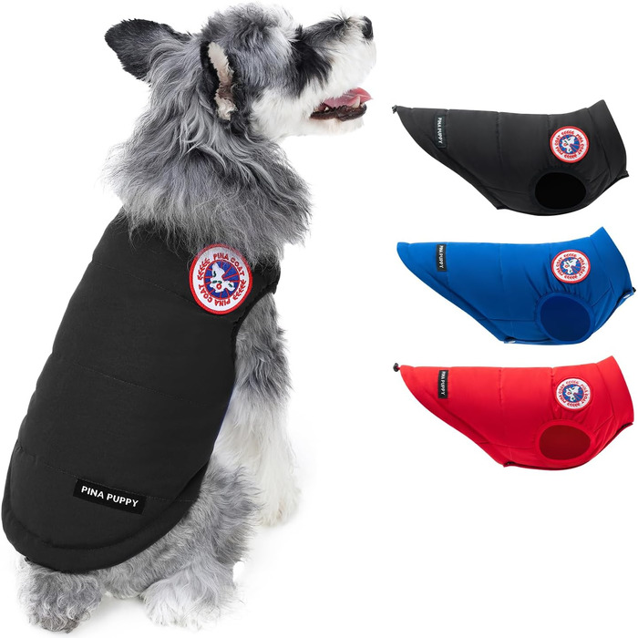 Зимовий одяг для собак PINA: тепла куртка, жилетка, вітронепроникний костюм. Червоний, чорний, S-XXL