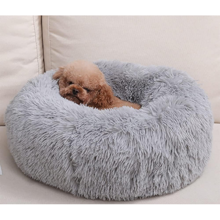 Кругла м'яка лежанка-бублик для собак та котів середнього розміру, 45x12 см