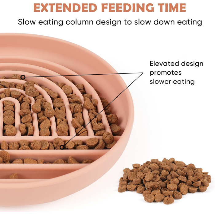Силіконова миска для собак Slow Food, проти блювоти, не ковзає, рожева