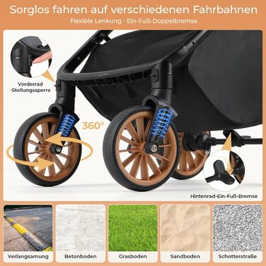 Візок для собак та котів MAMIZO, складний, до 25 кг, чорний