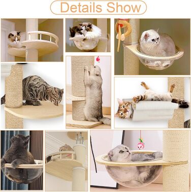 Високий кігтетопор для котів Kratzbaum 3 метри: багатоярусний, з оглядовим майданчиком та гніздом, регульована висота