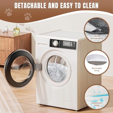 Ортопедичне ліжко для собак середнього розміру, знімний та миючий чохол, м'яке ліжко-подушка для собак та котів, C-подібної форми, сіре, 60x60x10 см