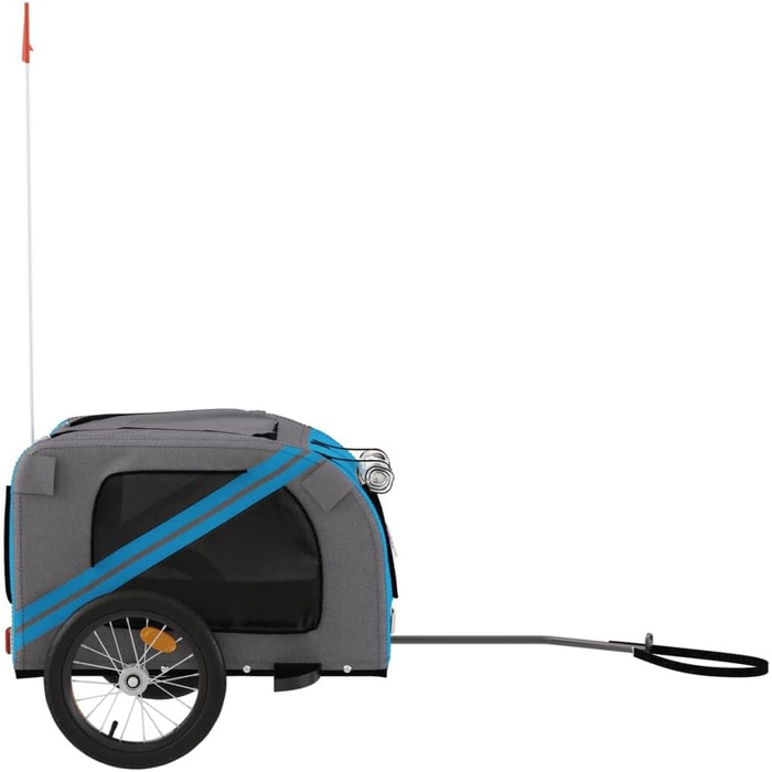 Причіп для собак vidaXL, причіп для собак з відбивачами та прапорцем, вантажопідйомність 45 кг, Oxford-тканина, залізо (Блакитний, 125 x 63 x 66 см)