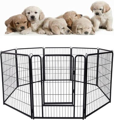 Клітка для собак HENGMEI, 80 см, розкладний вольєр для собак, котів, кроликів, для дому та на вулицю, 8 частин