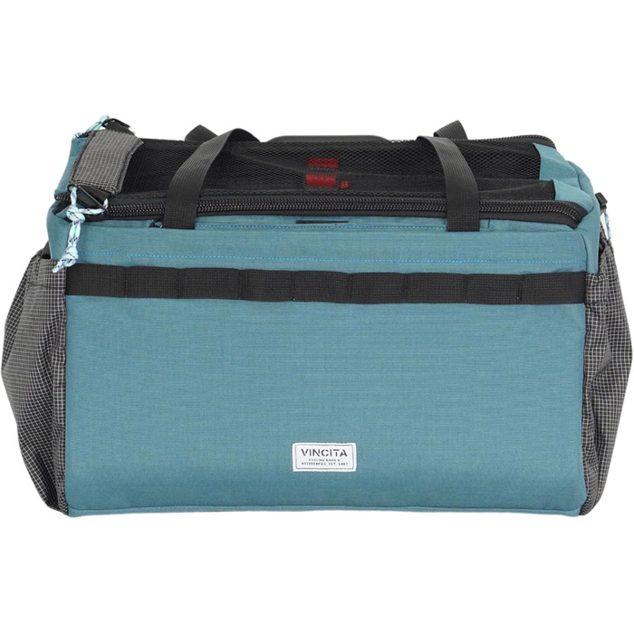 Корзина для домашніх тварин Vincita Caddy для велосипеда Brompton, блакитна. Зручна та безпечна сумка з алюмінієвим каркасом, сітчастою накривною сіткою, регульованим ременем та бічними кишенями. Сумісна з кріпленням Brompton.