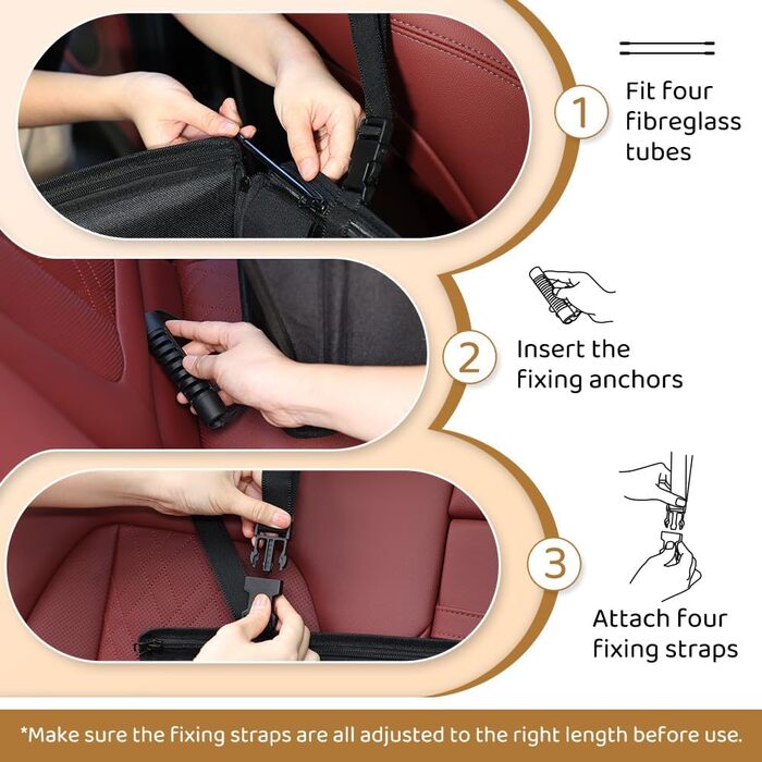 Автокрісло для собак KYG - стабільне, водовідштовхувальне, антиковзаюче, з 4 ременями, M (58x55x36 см)