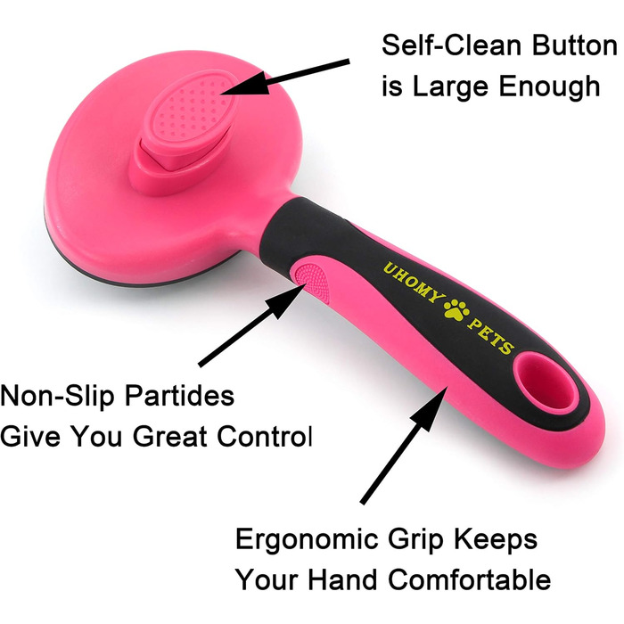 Uhomy Щітка для грумінгу домашніх тварин, самоочисна, для собак та котів, видаляє ковтуни та бруд