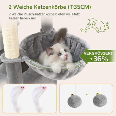 Драбина для котів Globlazer XXL, 189 см, сірий, з великою печерею та платформами