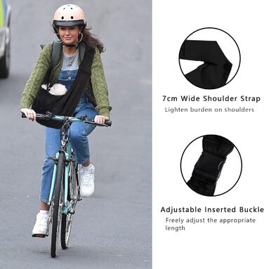 Сумка-слінг для тварин, переноска для котів та собак, регульована через плече, чорна