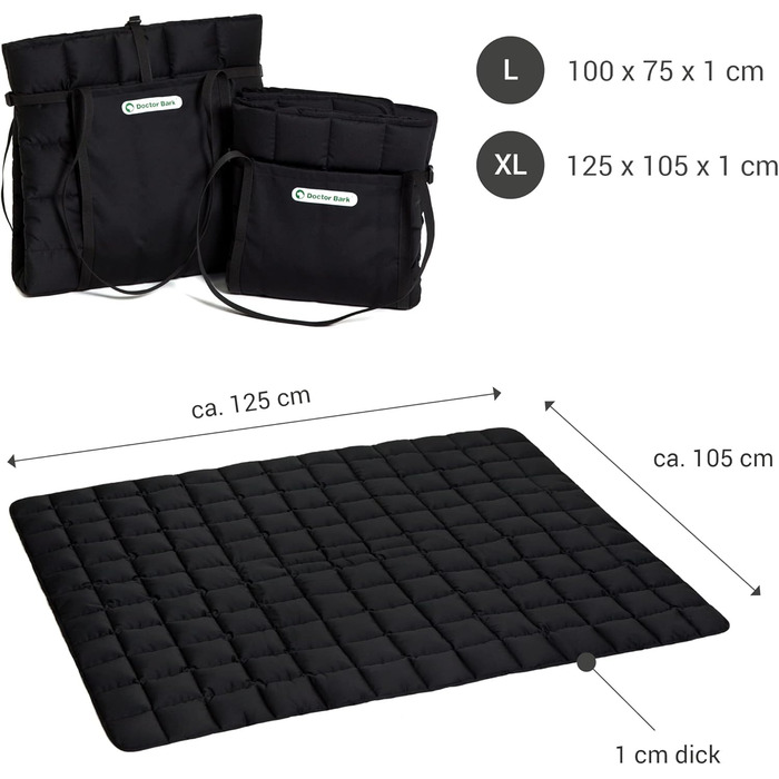 Сумка для подорожей з собакою Doctor Bark: практична ковдра, підходить для алергіків, 95°C, чорний, XL