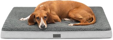 Ортопедичне ліжко для собак Lionto, 91x69x8 см, з м'яким плюшем, знімний та пральний чохол, водовідштовхувальне, для собак та котів, сірого кольору