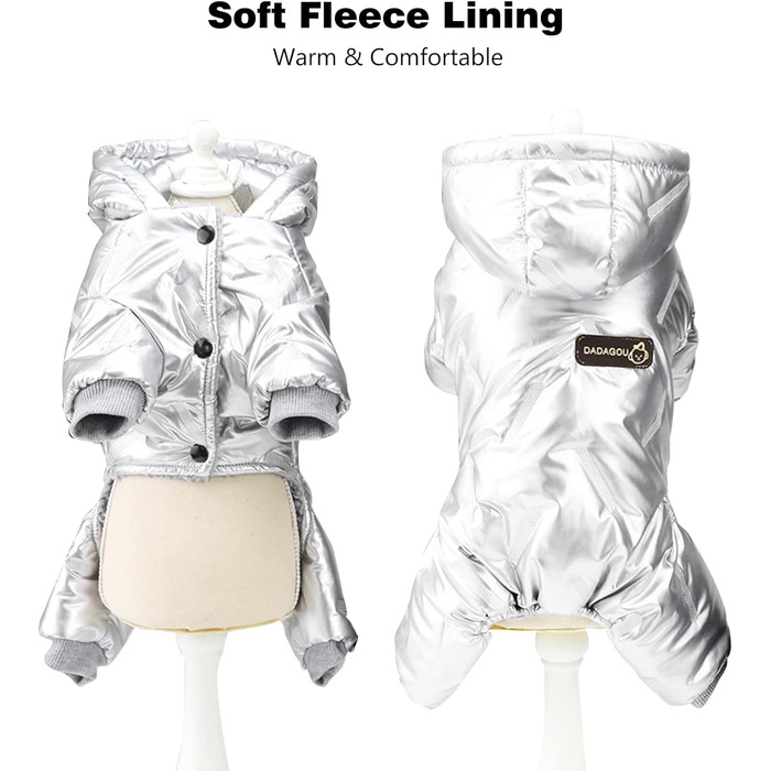 Водонепроникний теплий одяг для собак PETCUTE: куртка з капюшоном для малих, середніх та великих собак, срібно-білий, 2XL