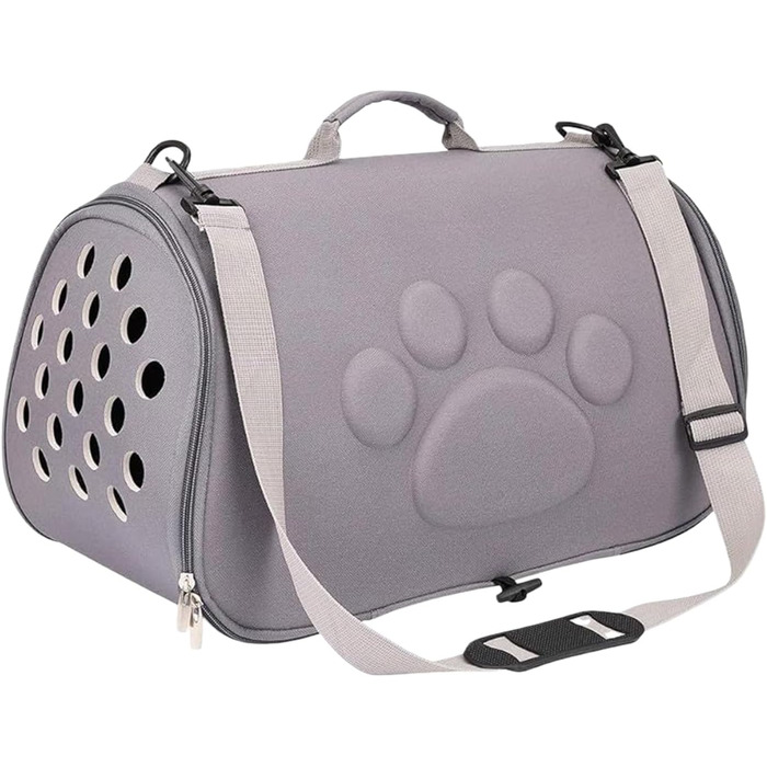 М'яка переноска для тварин - переноска для собак та котів з плечовим ременем для подорожей, прогулянок, відпочинку на природі, авіаперельотів, відвідування ветеринара та міста (Сірий, L)