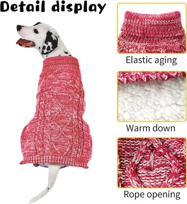 В'язаний пуловер для собак, теплий та м'який, для зими, для цуценят, червоний (S)