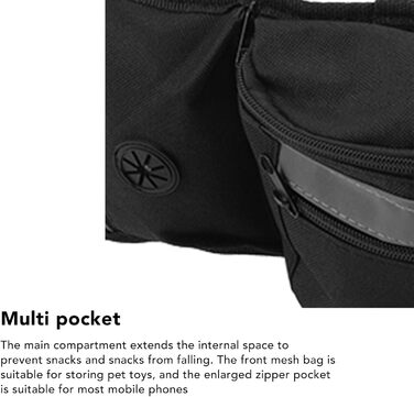 Сумка для корму для собак, поясна сумка, бананка для тренувань, чорна, поліестер, з кишенями для ласощів