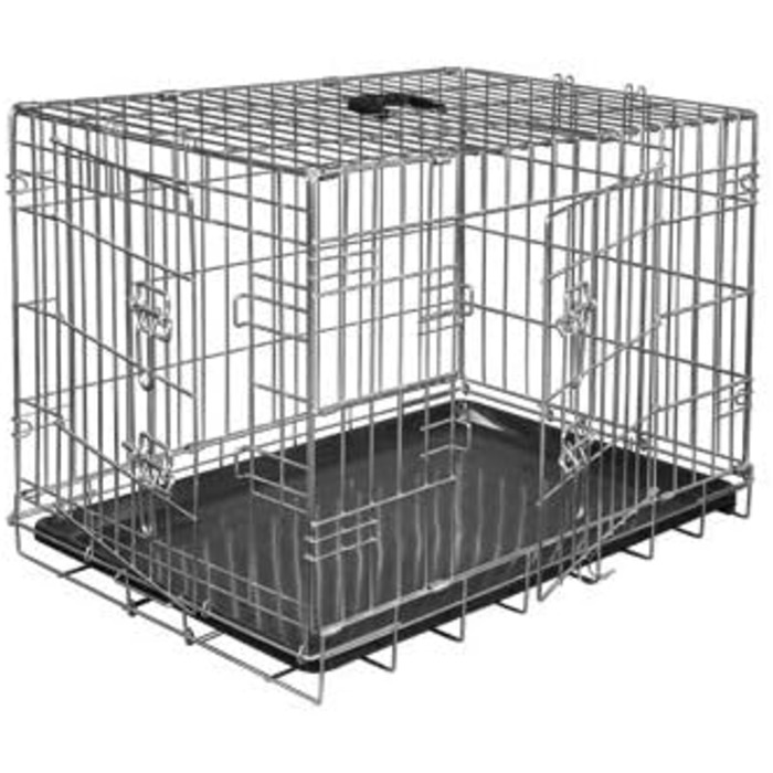 Складана клітка-переноска Vadigran Classic 61x46x51 см, металева, срібляста, розмір M для тварин