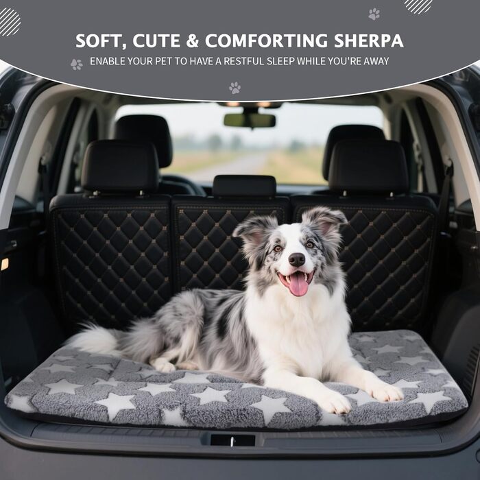 Ортопедичне ліжко для собак BVAGSS, м'яка та тепла підстилка для собак, 100x80 см, білий зірковий принт