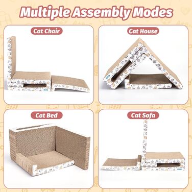 Кігтеточка для котів Nobleza Katze Kratzbrett 3 в 1 з котячою м'ятою, з екологічного картону, 43x24x15 см