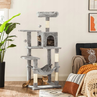 Комплекс для котів Feandrea: стовп-драбалка з лежаком, ігровий замок (101 - 160 см)
